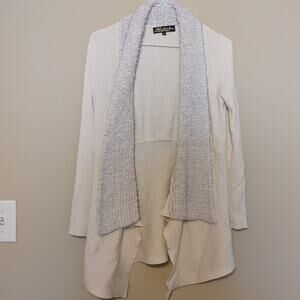 Absolutely Famous Cozy Chic Cream Sweater Cardigan With Waffle Knit Collar